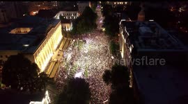 Drone footage shows tens of thousands rally in Tbilisi to demand EU membership