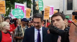 Conservative Party guests are met with a chorus of boos from culture sector protesters outside a Tory fundraiser in London