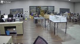 Sudden storm smashes open doors of warehouse in Thailand