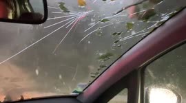 Car windscreen smashes as hail pummels southwestern France