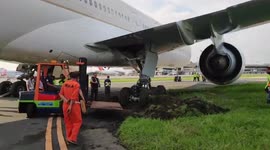 Saudia Airlines' Boeing 777 plane skids off runway at airport in the Philippines