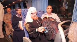 Palestinian Muslims gather before setting off on annual Hajj pilgrimage to Mecca