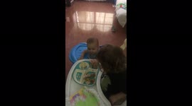 Funny moment baby girl raids brother's plate making him cry