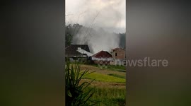 Tornado rips through wedding party tent and injures 5 in Indonesia