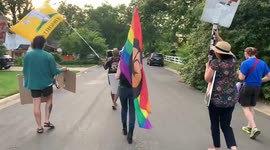 Pro-abortion rights protesters gather outside Justice Alito's home and the leaked Roe repealer a 'Christo-fascist'