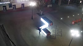 Man fined after kicking large 'Z' sign in western Russian city