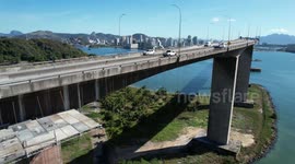 Cool drone footage shows workers building bike path bridge in Brazil