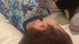 Toddler Attempts to Tickle and Lick His Bengal cat Brother Albus... Yuk