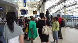 The National Windrush Monument unveiled at Waterloo Station to mark Windrush Day in the UK
