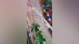 'Overloaded' hanging bridge collapses injuring three people in the Philippines