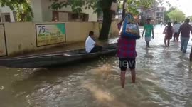 Heavy rainfall inundates roads in northeastern India