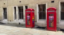 Iconic London telephone boxes decorated for Pride Month