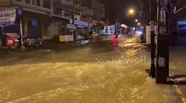 Roads flooded as tropical storm lashes Pattaya, Thailand