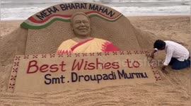 Sand Artist in Puri Conveys Wishes To President Candidate Draupadi Murmu