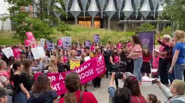 Pro-abortion rights protesters gather outside London's US Embassy in sympathy for Roe overturning