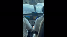 Approach and landing in a small plane into Fort Lauderdale Executive Airport