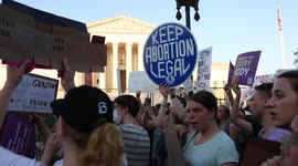Abortion rights demonstrators rally outside Supreme Court after Roe is overturned