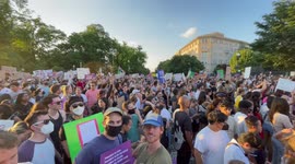 Thousands of abortion-rights activists gather in front of the U.S. Supreme Court after the Court announced a ruling in the Dobbs v Jackson Women's Health Organization case on June 24, 2022 in Washington, DC.