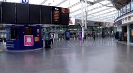 Deserted Manchester Piccadilly station as rail strike enters third day