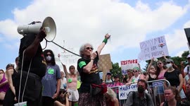 Abortion activists rally outside Supreme Court in Washington, DC