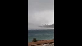 Tornado cyclone in Tarempa, Anambas Islands Regency, Riau Islands province, Indonesia on June 25, 2022. Tornado cyclone destroyed fisherman village m