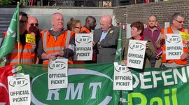 Union boss Mick Lynch joins strikers at Euston Station on Saturday