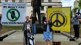 Speaker Lindsey German of the Stop the War Coalition at the Anti-NATO protest - NATO must be disbanded, London, UK