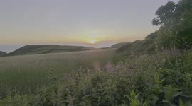 Sun setting over North Cornwall Countryside and Coast, uk