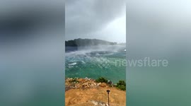 Spectacular swirling tornadic waterspout damages mosque in Indonesia