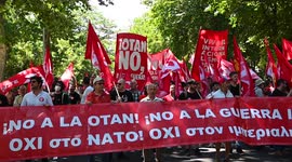 Thousands march through central Madrid demonstrating against NATO