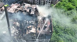 Drone footage shows damage to residential buildings after Russia strikes Kyiv for first time in weeks