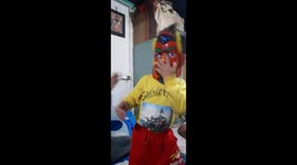 my boy was dancing with parents.... he wear face mask of laakhe...