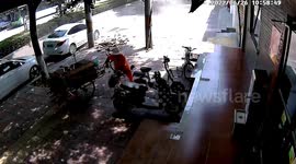 Frightened sanitation worker flees as manhole explodes in China