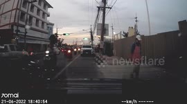 Pedestrian falls into sewer when pavement collapses