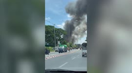 Massive fire burns down abandoned KTV brothel in Myanmar