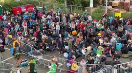 A huge exodus operation gets underway as thousands of Glastonbury Festival-goers arrive at Castle Cary station