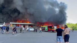 Russian missile strike explodes within civilian shopping center in Ukraine