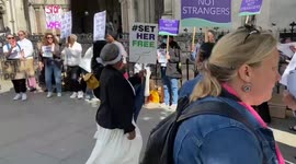 Protest against detention of refugee women outside the Royal Courts of Justice