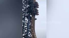 Roller coaster halts mid-air after children press emergency stop button