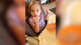 Girl Rubs Yogurt in Her Hair