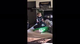 Girl Falls Between Couches