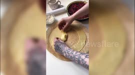 Pastry chef goes viral after creating haunting-looking pies with scary faces