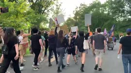 Pro-abortion protesters gather outside Justice Alito's home calling him a 'coward' after overturning Roe