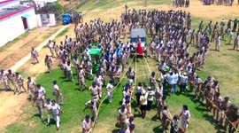 Indian police conduct mock chariot race for upcoming religious ceremony