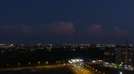 Dry thunderstorm over St Petersburg due to hot weather, Russia