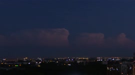 Dry thunderstorm over St Petersburg due to hot weather, Russia