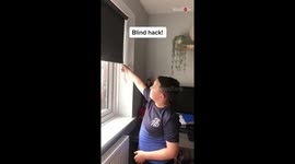 'Boy shows older brother, mom & dad the EASIEST way to open and shut blinds '