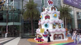 Giant Lego birthday cake appears in Thailand to celebrate company's 90th year