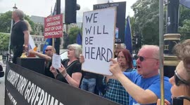 Protesters gather against the new laws restricting protests and in solidarity with Steve Bray
