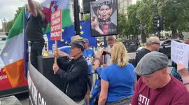 Demonstrators play music outside Parliament day after laws restricting noisy protests came into force